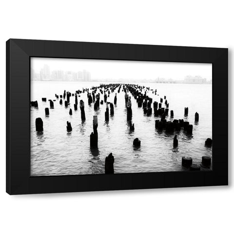Memory Piers Black Modern Wood Framed Art Print by Aledanda