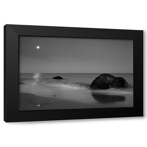 Summer Moon Black Modern Wood Framed Art Print by Aledanda