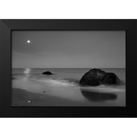 Summer Moon Black Modern Wood Framed Art Print by Aledanda