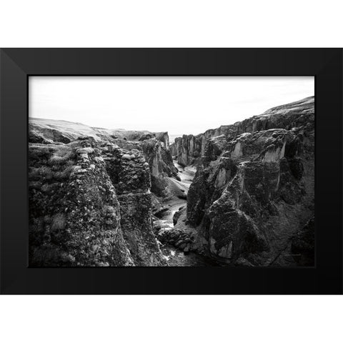 Fjadrargljufur Black Modern Wood Framed Art Print by Marshall, Laura