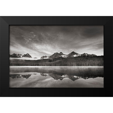 Little Redfish Lake at Sunrise Black Modern Wood Framed Art Print by Majchrowicz, Alan