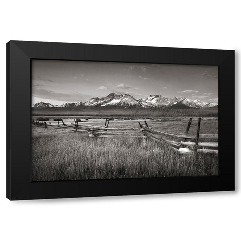 Stanley Basin Fence Black Modern Wood Framed Art Print with Double Matting by Majchrowicz, Alan