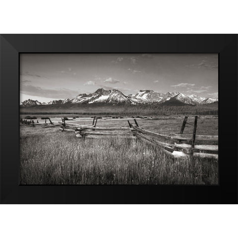 Stanley Basin Fence Black Modern Wood Framed Art Print by Majchrowicz, Alan