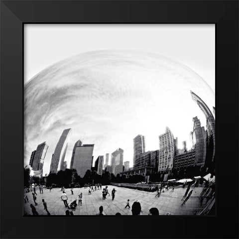 The Bean Chicago Bold Sq Black Modern Wood Framed Art Print by Van Swearingen, Debra
