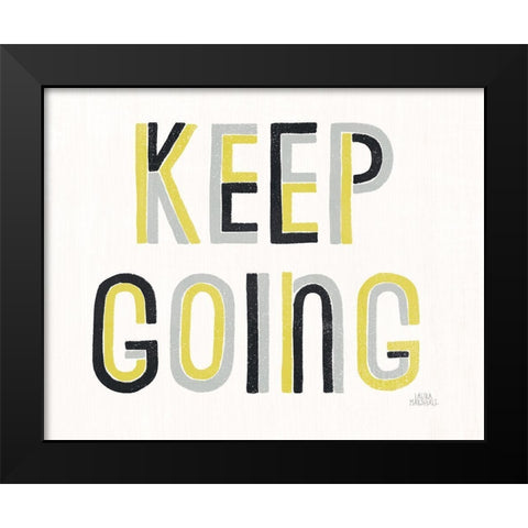 Retro Words II Yellow Black Black Modern Wood Framed Art Print by Marshall, Laura