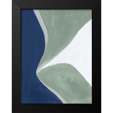 Blue Green Abstract III Black Modern Wood Framed Art Print by Nai, Danhui