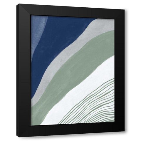 Blue Green Abstract IV Black Modern Wood Framed Art Print with Double Matting by Nai, Danhui