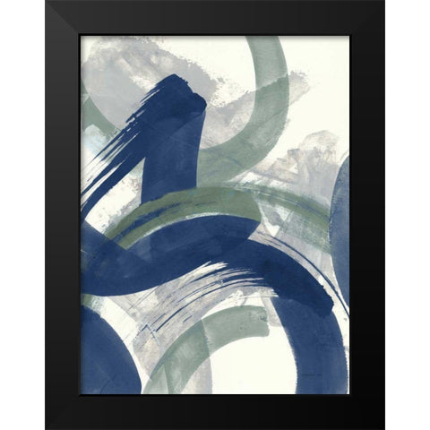 Navy Brushy Abstract II Black Modern Wood Framed Art Print by Nai, Danhui