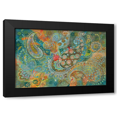 Floral Paisley Black Modern Wood Framed Art Print with Double Matting by Nai, Danhui