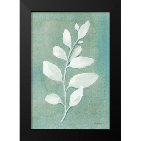 Sage Leaves I Black Modern Wood Framed Art Print by Nai, Danhui