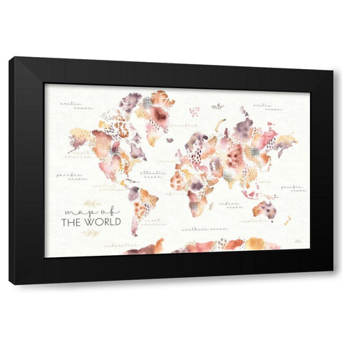 Desert Blooms Map Black Modern Wood Framed Art Print with Double Matting by Marshall, Laura