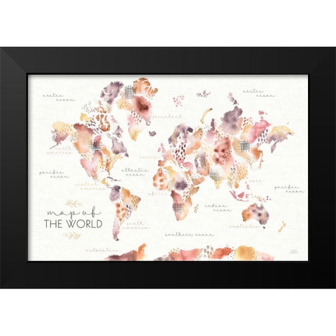 Desert Blooms Map Black Modern Wood Framed Art Print by Marshall, Laura