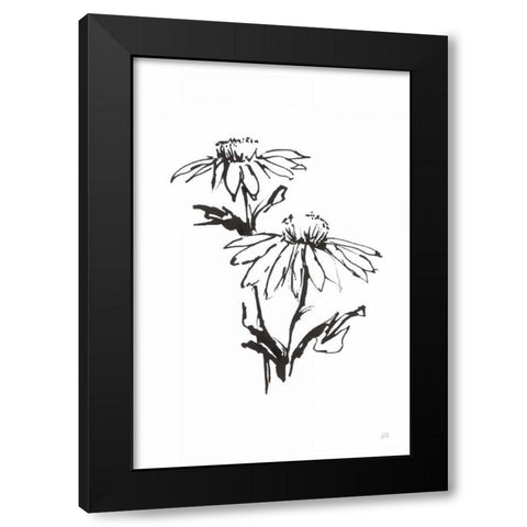 Line Echinacea II Black Modern Wood Framed Art Print with Double Matting by Paschke, Chris