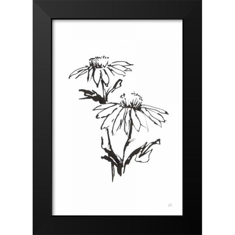 Line Echinacea II Black Modern Wood Framed Art Print by Paschke, Chris