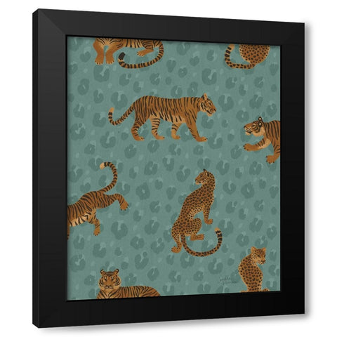 Big Cat Beauty Pattern IID Black Modern Wood Framed Art Print with Double Matting by Penner, Janelle