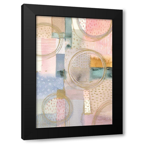 Circle Stories I Black Modern Wood Framed Art Print by Nai, Danhui