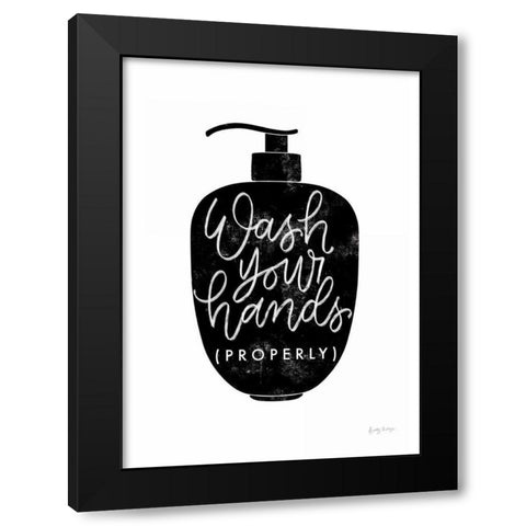 Wash Your Hands III Dispenser Black Modern Wood Framed Art Print with Double Matting by Thorns, Becky