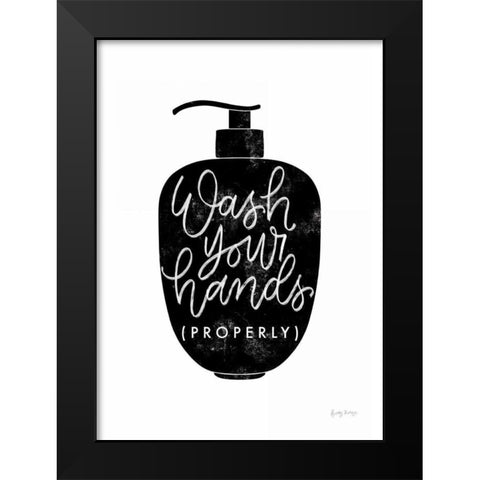 Wash Your Hands III Dispenser Black Modern Wood Framed Art Print by Thorns, Becky