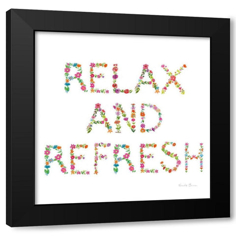 Floral Bathroom Relax and Refresh Black Modern Wood Framed Art Print with Double Matting by Zaman, Farida