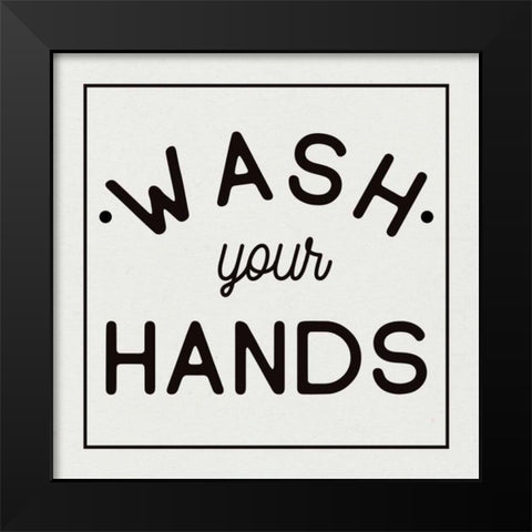 Bathroom Rules I Sq Black Modern Wood Framed Art Print by Wild Apple Portfolio