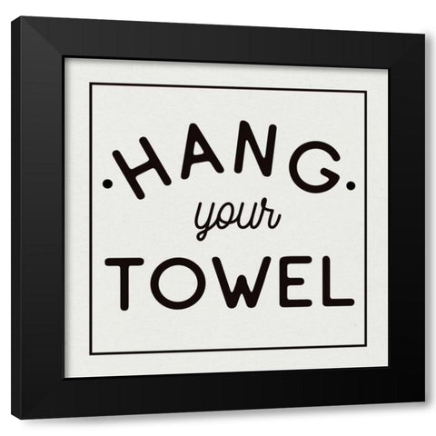 Bathroom Rules II Sq Black Modern Wood Framed Art Print by Wild Apple Portfolio