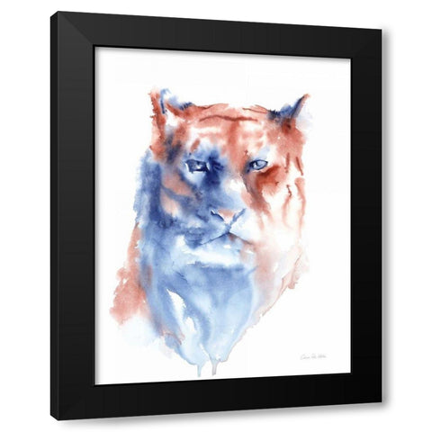 Copper and Blue Lioness Black Modern Wood Framed Art Print with Double Matting by Valle, Aimee Del