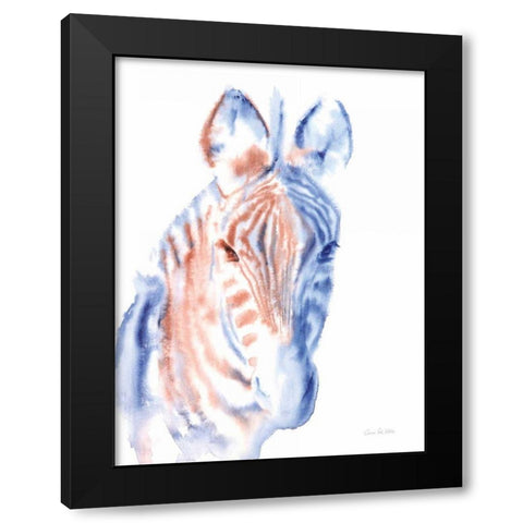 Copper and Blue Zebra Black Modern Wood Framed Art Print by Valle, Aimee Del