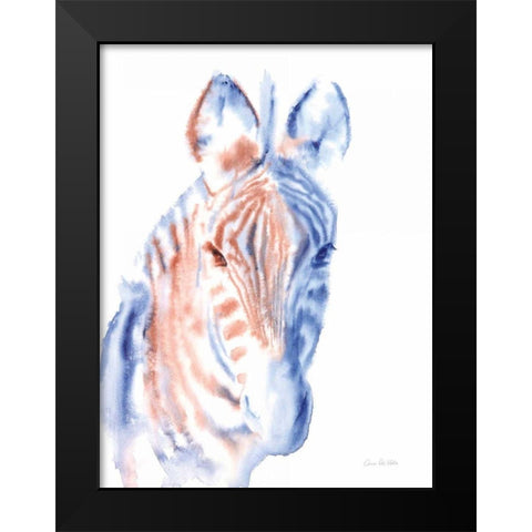 Copper and Blue Zebra Black Modern Wood Framed Art Print by Valle, Aimee Del