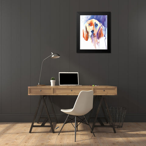 Basset Hound Black Modern Wood Framed Art Print by Valle, Aimee Del