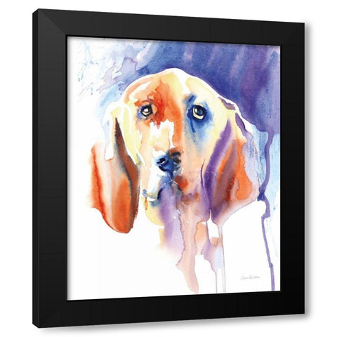 Basset Hound Black Modern Wood Framed Art Print with Double Matting by Valle, Aimee Del