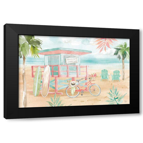 Surfs Up I Black Modern Wood Framed Art Print with Double Matting by June, Dina