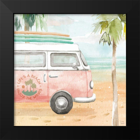 Surfs Up V Black Modern Wood Framed Art Print by June, Dina