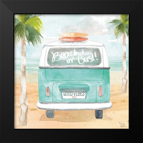 Surfs Up VI Black Modern Wood Framed Art Print by June, Dina