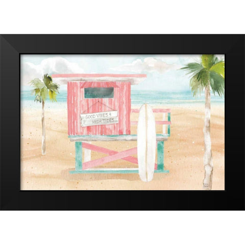 Surfs Up VIII Black Modern Wood Framed Art Print by June, Dina