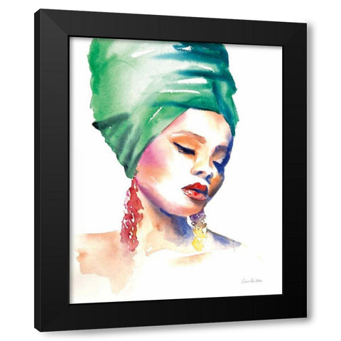 Woman in Green Black Modern Wood Framed Art Print by Valle, Aimee Del