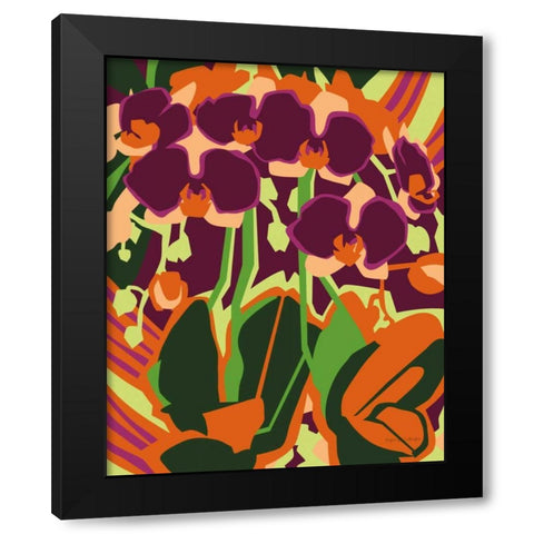 Orchids Black Modern Wood Framed Art Print with Double Matting by Gallagher, Megan