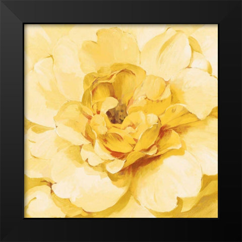 Yellow Peony Black Modern Wood Framed Art Print by Nai, Danhui