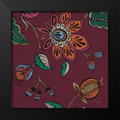 Garden Drawings II Wine Black Modern Wood Framed Art Print by Pela