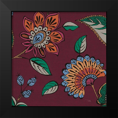 Garden Drawings III Wine Black Modern Wood Framed Art Print by Pela