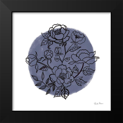 Black and White Botanical I Navy Black Modern Wood Framed Art Print by Zaman, Farida