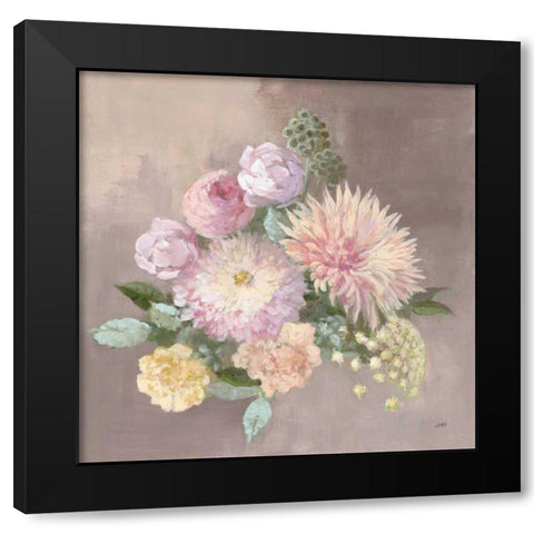 Pale Floral Spray I Black Modern Wood Framed Art Print with Double Matting by Purinton, Julia