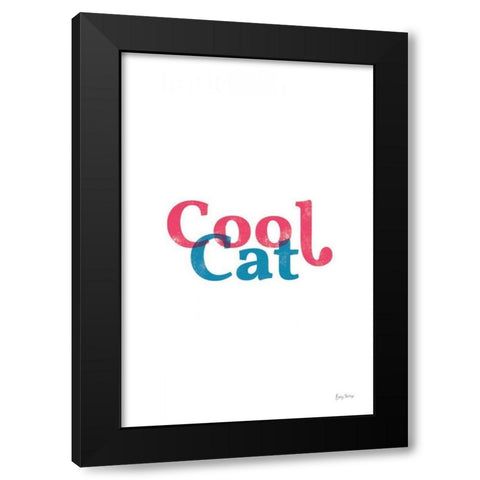 Rainbow Cool Cat Black Modern Wood Framed Art Print with Double Matting by Thorns, Becky