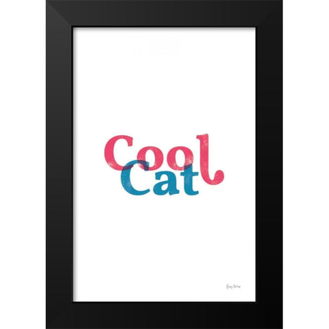 Rainbow Cool Cat Black Modern Wood Framed Art Print by Thorns, Becky