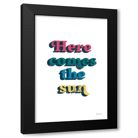 Rainbow Here Comes the Sun Bold Black Modern Wood Framed Art Print with Double Matting by Thorns, Becky