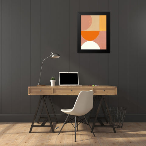 Retro Abstract V Bright Black Modern Wood Framed Art Print by Nai, Danhui