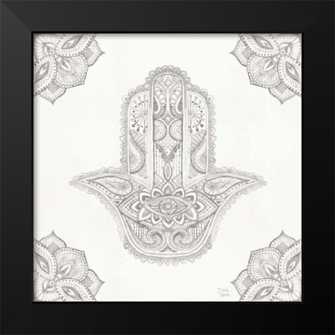 Touch of Hamsa I Black Modern Wood Framed Art Print by June, Dina