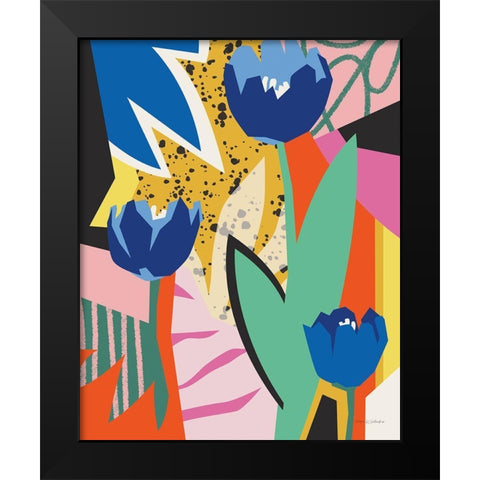 Blue Tulips Black Modern Wood Framed Art Print by Gallagher, Megan