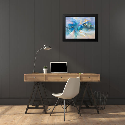 Turbulence Black Modern Wood Framed Art Print by Nai, Danhui