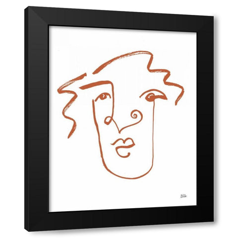 Making Faces VIII Terracotta Black Modern Wood Framed Art Print with Double Matting by Averinos, Melissa