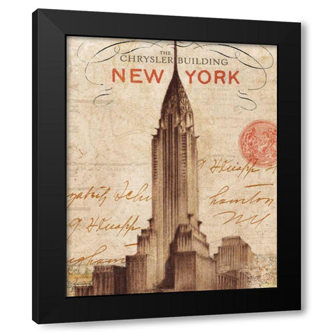 Letter from New York Black Modern Wood Framed Art Print by Wild Apple Portfolio